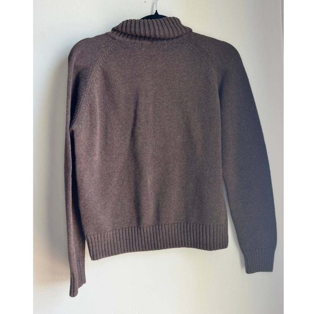 Pria Vintage 100% Cotton Turtleneck Sweater Chocolate Brown Preppy Old Money M - Picture 2 of 4